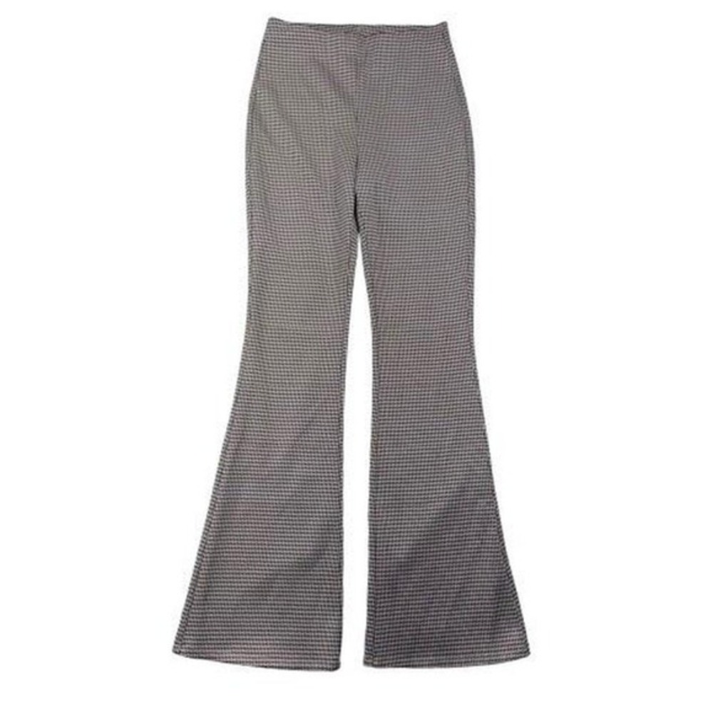H&M Women Small‎ Stretch Pull on Flare Houndstooth Pants Comfy Academia